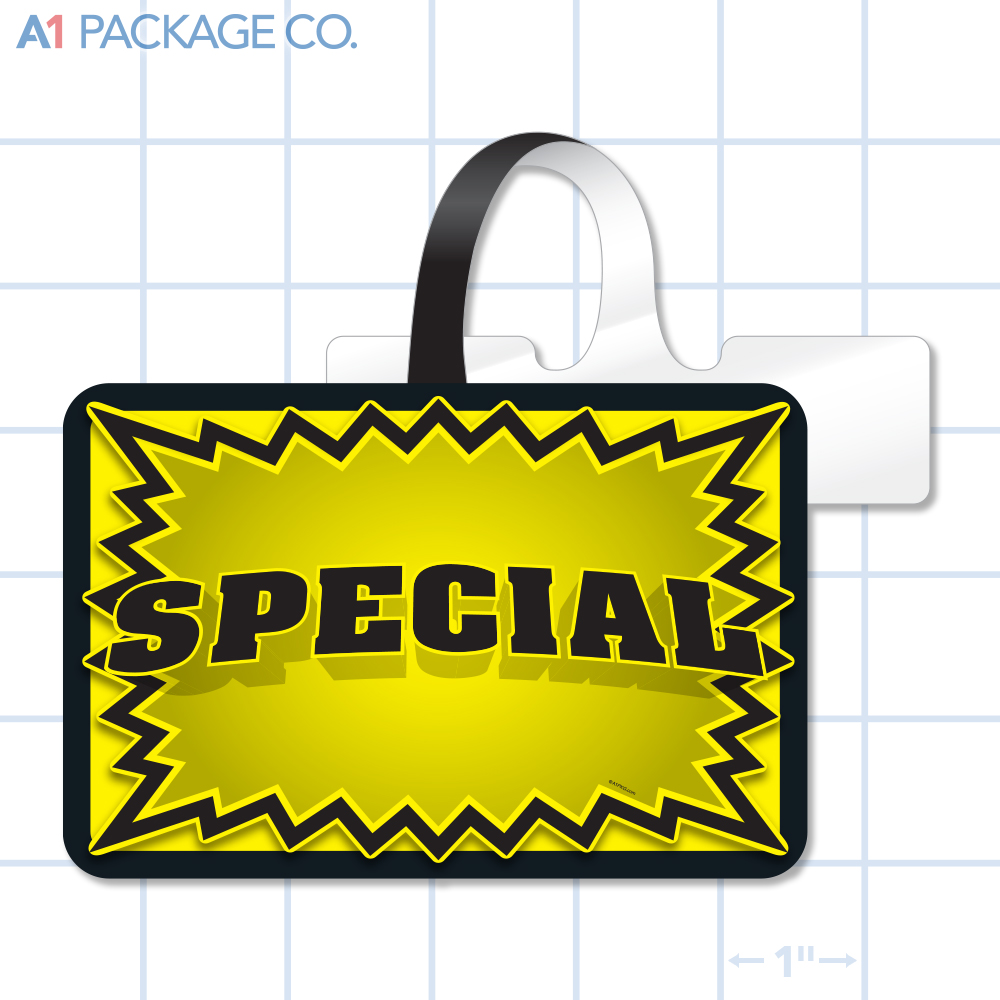 Yellow Special Starburst Rectangle Shelf Dangler (4x3 inch)