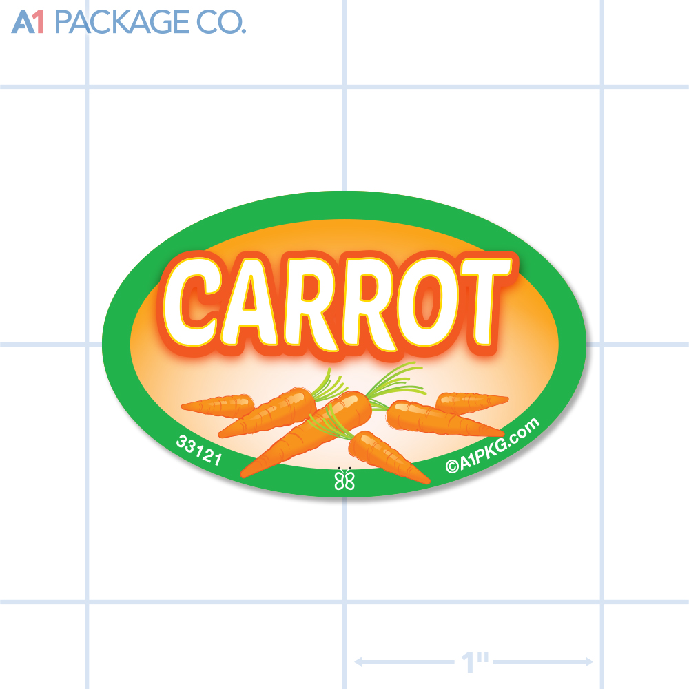 Carrot Flavor Label Full Color Oval (1.2x2 inch) 500/Roll