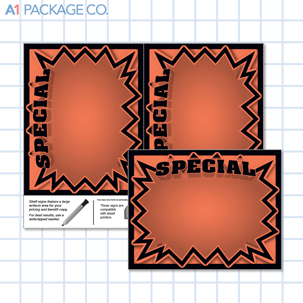 Orange Special Starburst Placards (5.5x7 inch) 10 Count 