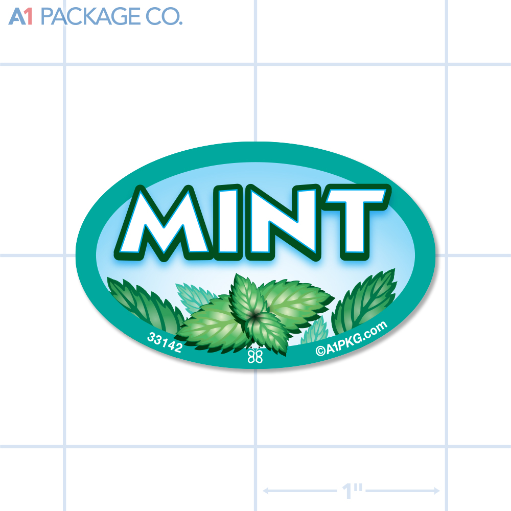 Mint Flavor Label Full Color Oval (1.2x2 inch) 500/Roll