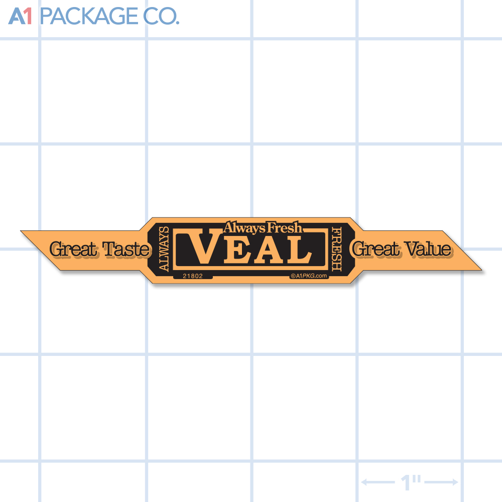 Veal Corner Strap Label Fluorescent Orange (0.56x4 Inch) 500/roll