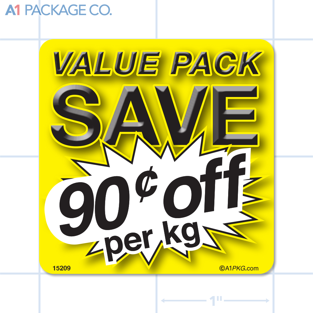 Value Pack Save 90¢ per kg Label (2x2 inch) 500/roll