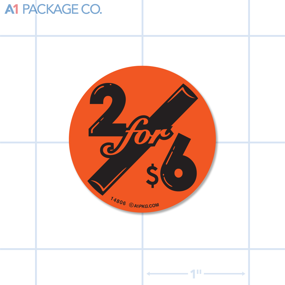 2 for $6 Label Fluorescent Red Circle (1.5 Inch Dia.) 500/roll