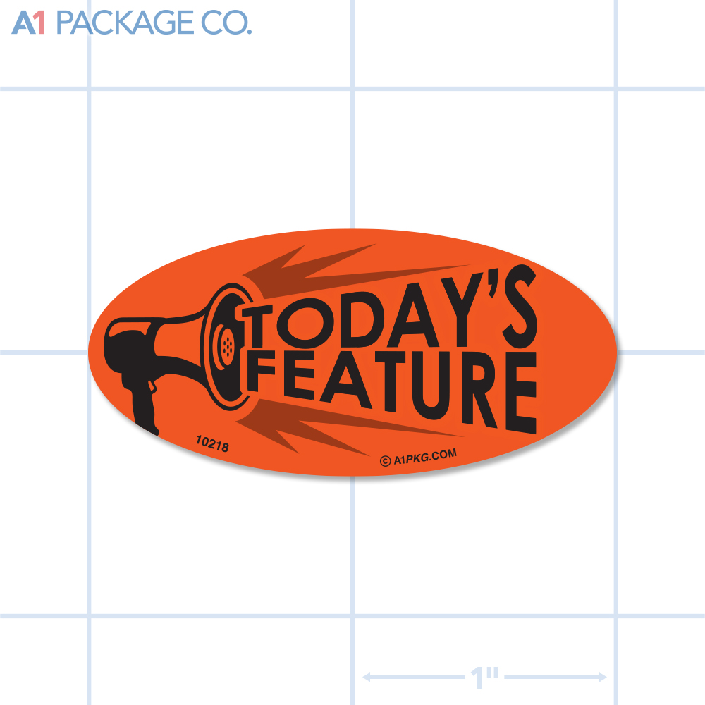 Today's Feature Label Fluorescent Red Oval (1x2 inch) 500/roll