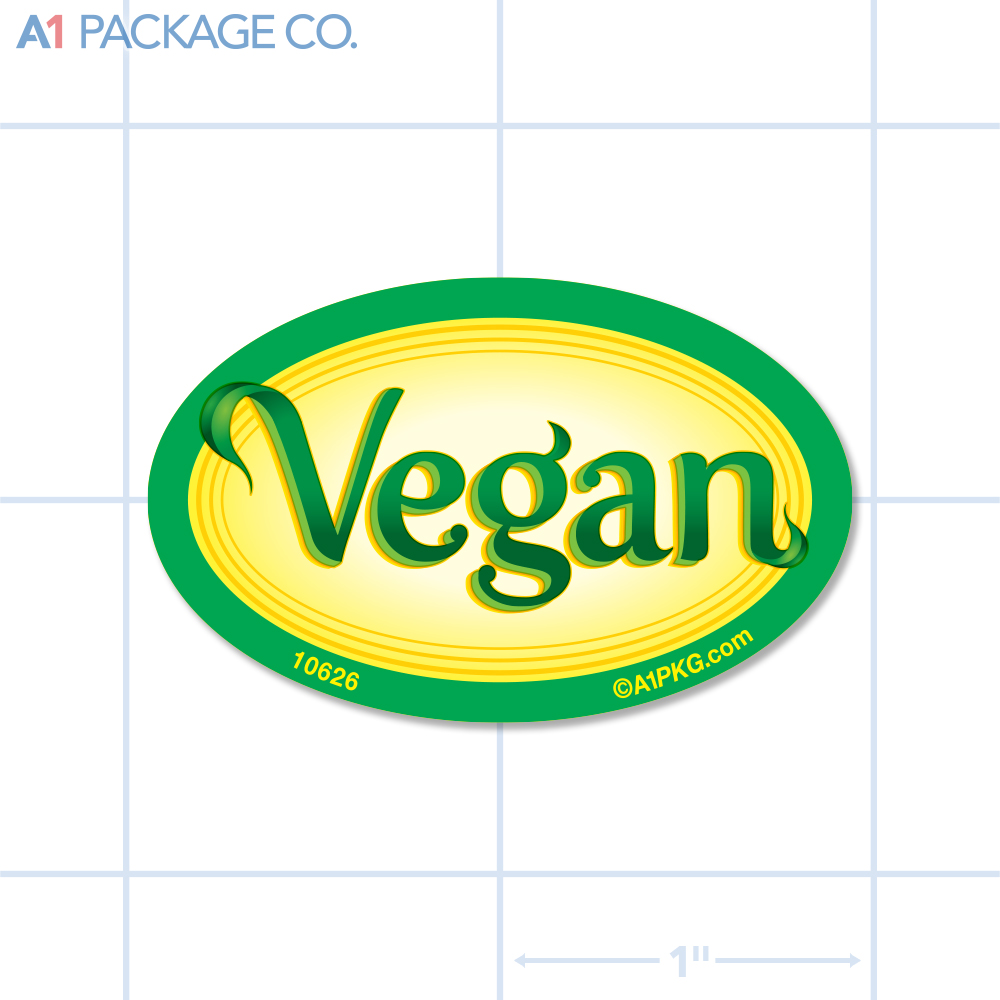 Vegan Label Full Color Oval (1.2x2 inch) 500/roll 