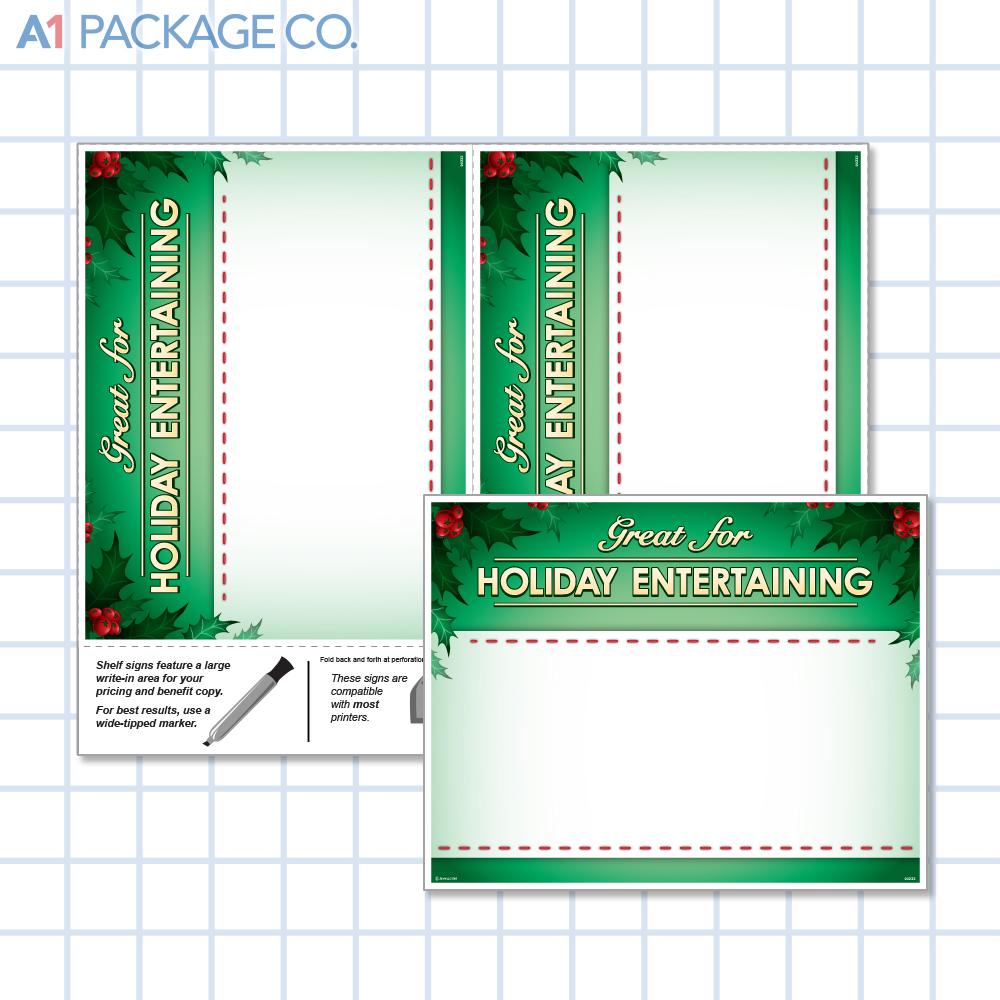 Great for Holiday Entertaining Placards (5.5x7 inch) 10 Count