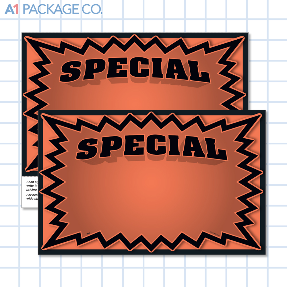 Orange Special Starburst Placards (11x7 inch) 5 Count