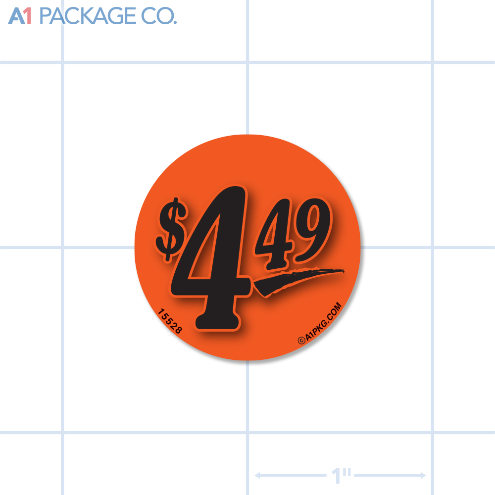 $4.49 Label Fluorescent Red Circle (1.25 inch dia.) 1000/roll