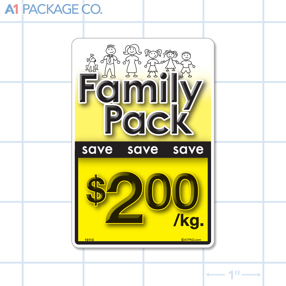 Family Pack Save $2.00 per kg Label (2.375 x 3.5 inch) 250/roll
