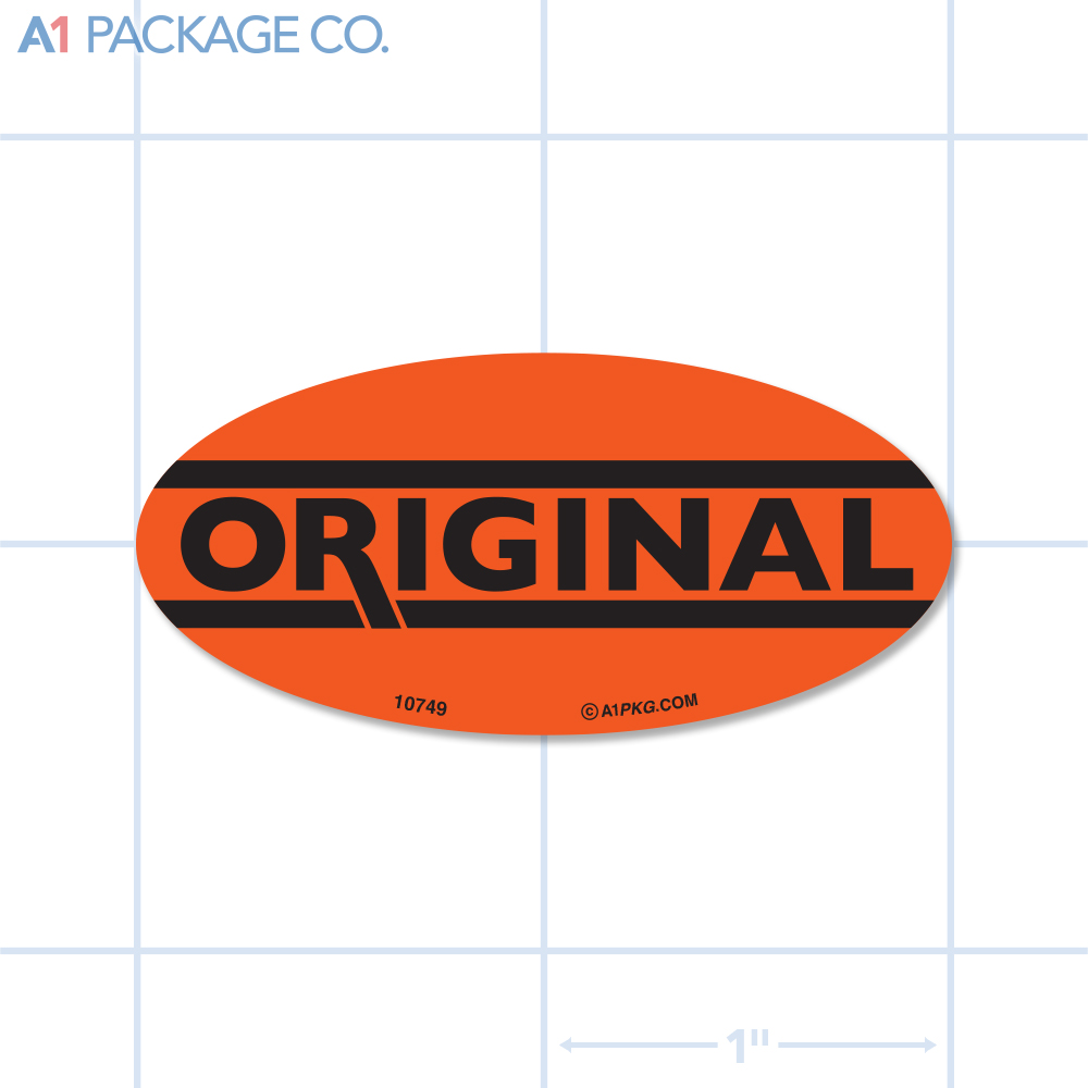 Original Label Fluorescent Red Oval (1x2 inch) 500/roll