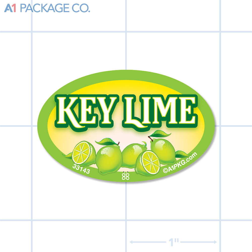 Key Lime Flavor Label Full Color Oval (1.2x2 inch) 500/Roll