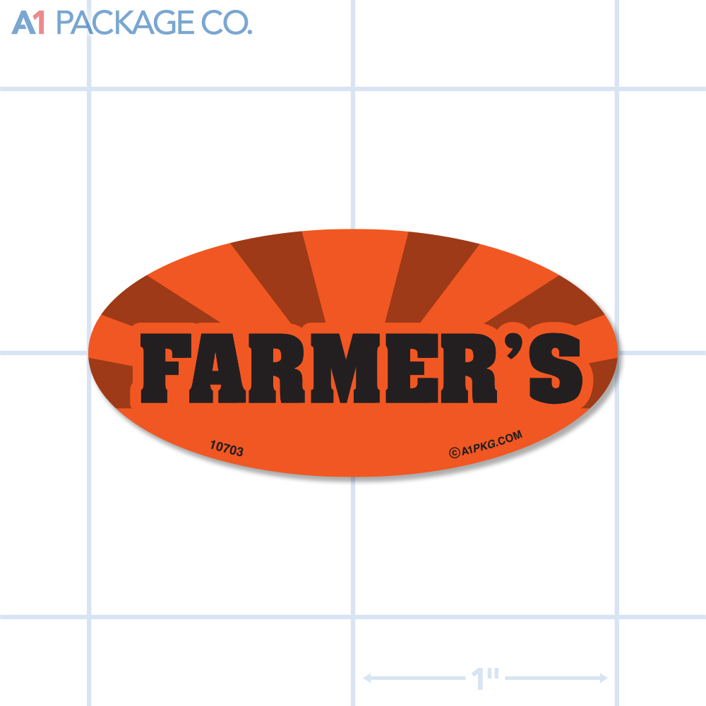 Farmer's Label Fluorescent Red Oval (1x2 inch) 500/roll