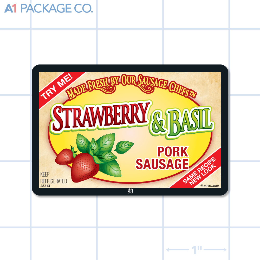Strawberry & Basil Pork Sausage Label Full Color Rectangle (3x2 Inch) 500/roll