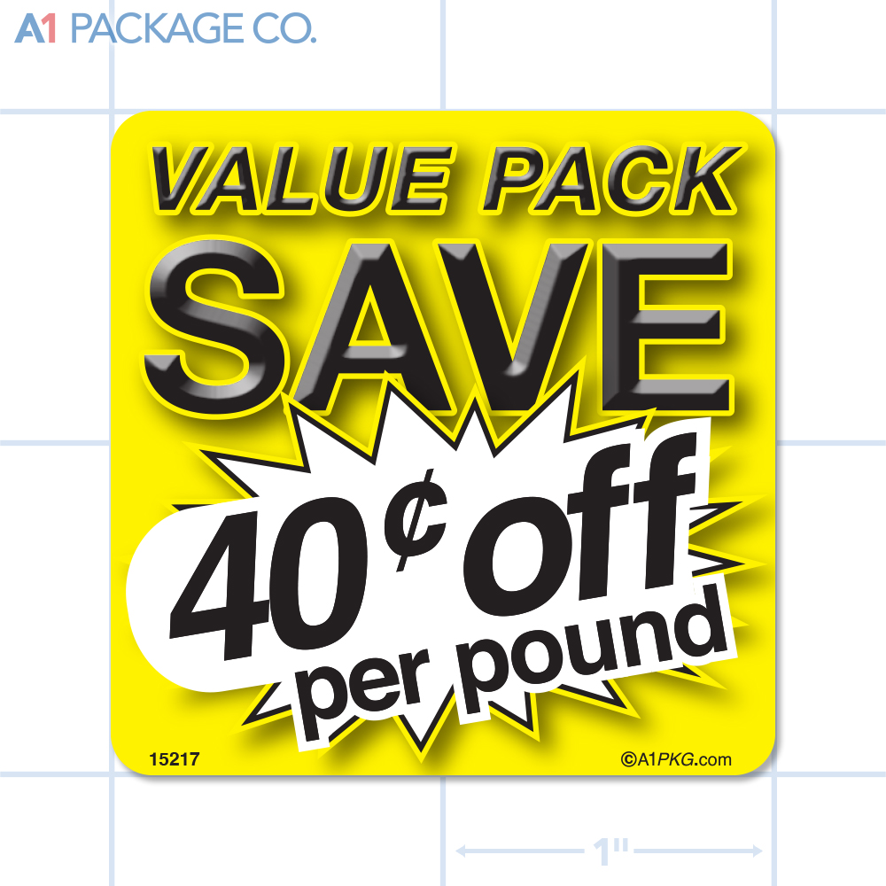 Value Pack Save 40¢ per lb Label (2x2 inch) 500/roll