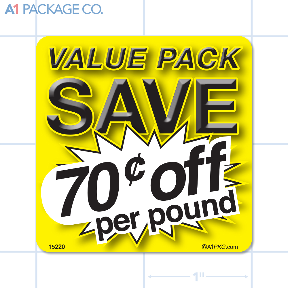 Value Pack Save 70¢ per lb Label (2x2 inch) 500/roll