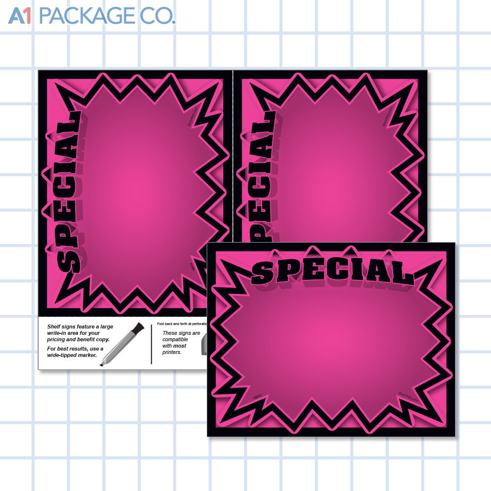 Pink Special Starburst Placards (5.5x7 inch) 10 Count