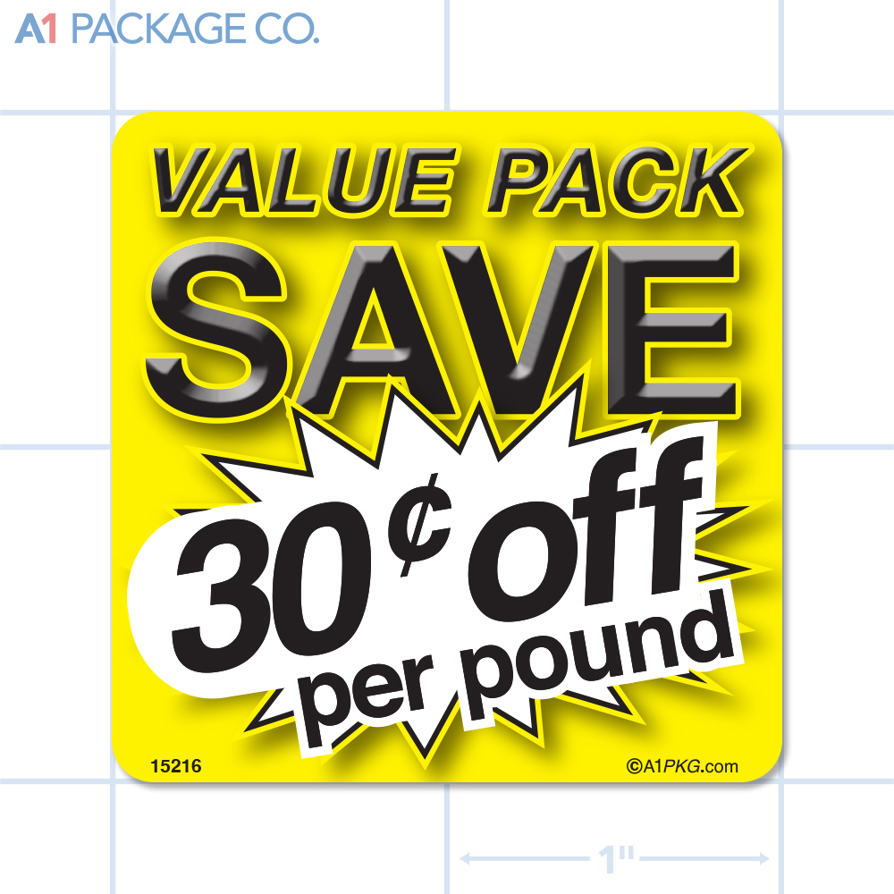 Value Pack Save 30¢ per lb Label (2x2 inch) 500/roll
