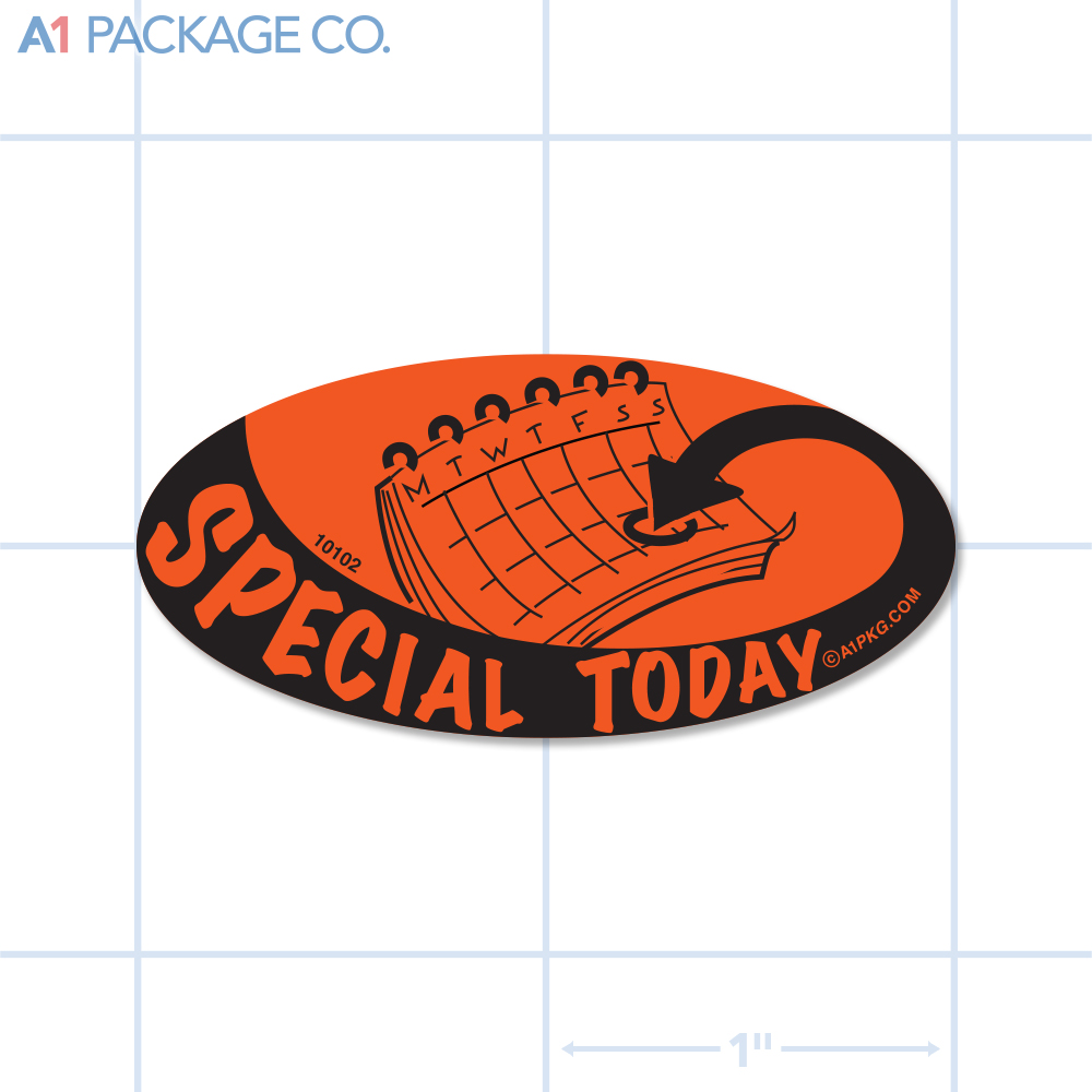 Special Today Label Fluorescent Red Oval (1x2 inch) 500/roll 