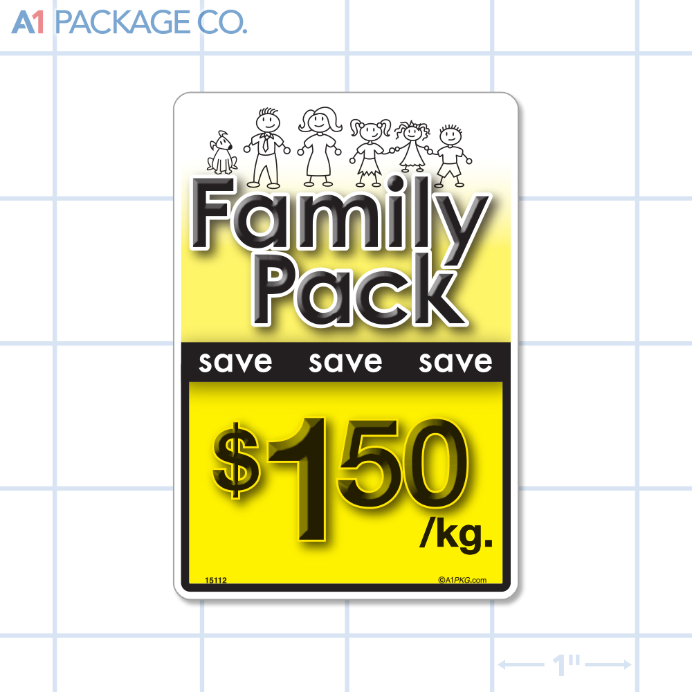 Family Pack Save $1.50 per kg Label (2.375 x 3.5 inch) 250/roll