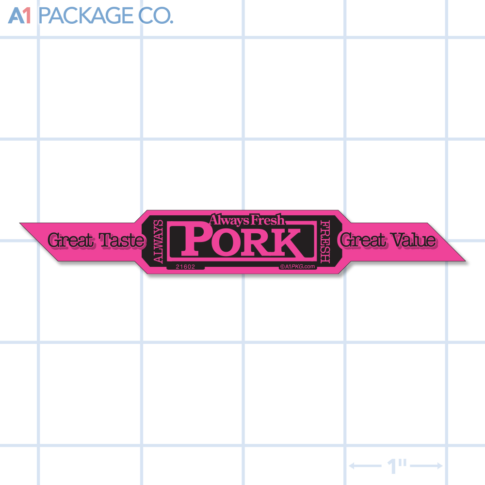 Pork Corner Strap Label Fluorescent Pink (0.56x4 Inch) 500/roll